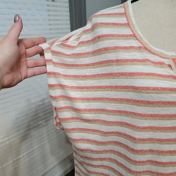 NWOT Lane Bryant Light Weight Knit Metallic Strip Cuffed Top size 22/24 - Picture 3 of 6